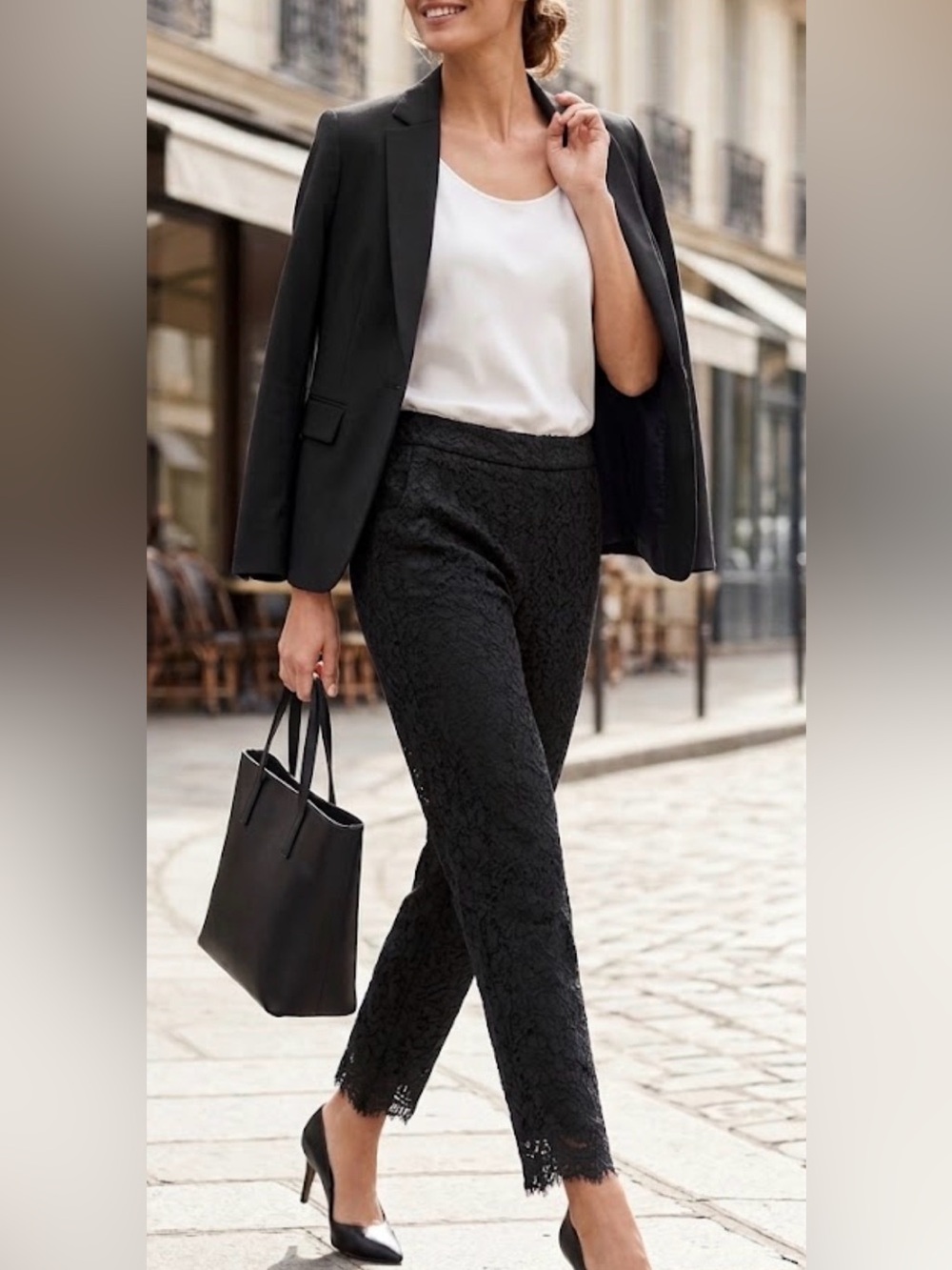 J. Crew Black Lace Ankle Trousers